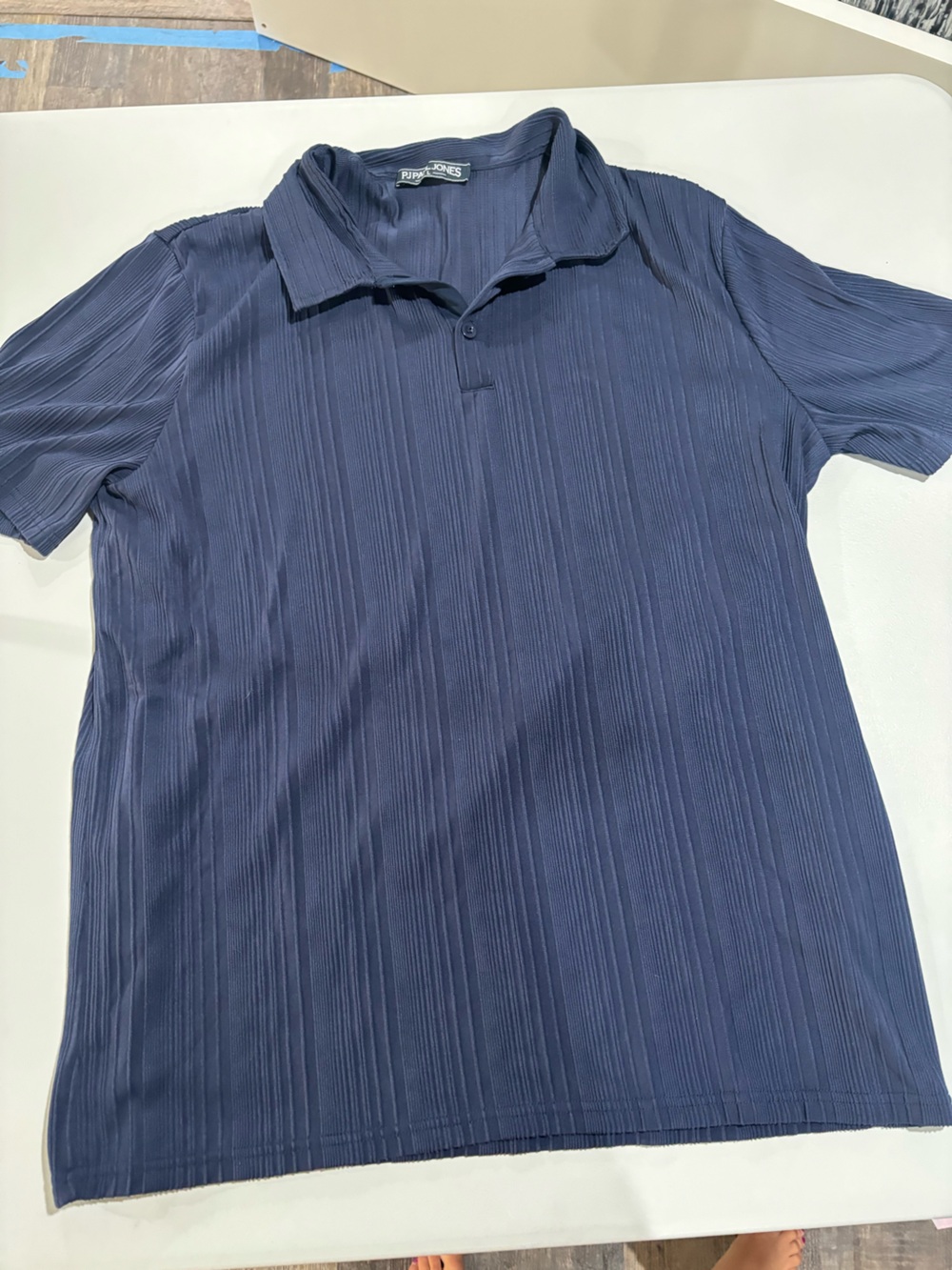 Paul Jones Men's Navy Short-Sleeve Polo with wavy texture